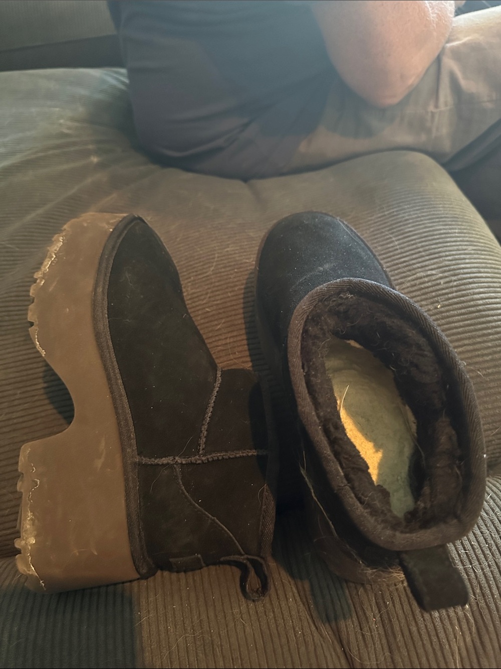 UGG Black Suede Platform Ankle Boots